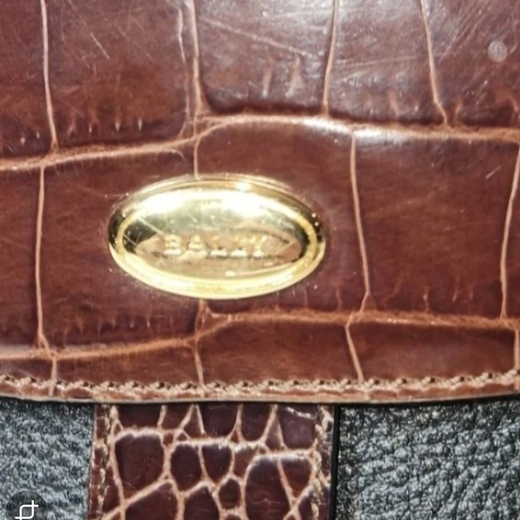 Bally Brown and Black Croc-Embossed Crossbody Bag - Picture 5 of 5